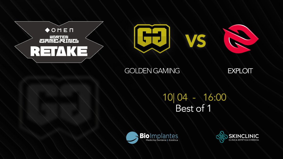 GoldenGesports's tweet photo. 🔥Omen WGR Retake Season 2: Closed Qualifier 🔥
Após uma vitória no primeiro jogo por 16-8, iremos agora discutir com os @exploitgg_ quem fica com a vaga no Retake Season 2 by @OMENbyHP @WortenGameRing_ @letsRETAKE
🆚@exploitgg_
🕓16h00
🗺️BO1
#GOGOGG #CSGO https://t.co/Re8HtMZjui