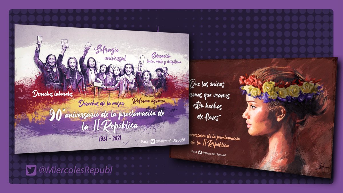 Int_MiercRepubl's tweet photo. Luiso García @luixo80 ha hecho estas ilustraciones con motivo del 90º aniversario de la proclamación de la II República a petición de @MiercolesRepubl 😊

🖼️ https://t.co/UYlo4QGQfm
🖼️ https://t.co/ym6e919BOD

¿Te gustan?, puedes adquirirlas en los enlaces 😉
#VivaLaVida393 https://t.co/VSqz4BTx2g