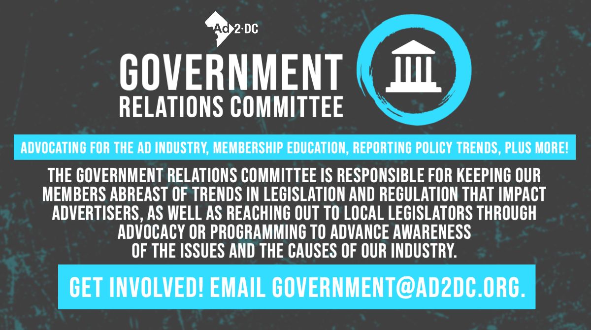 Create and support social change within the DC advertising community! Reach out to government@ad2dc.org.