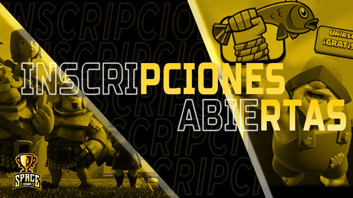 ¡INSCRIPCIONES ABIERTAS!
🌠#ClashRoyale

Abrimos las inscripciones para nuestro primer torneo! 💫

Inscribe a tu equipo realizando los siguientes requisitos.

🏆 32 plazas 

➡️Seguir a
👨‍🚀 <a href="/Horus_Gaming/">David James Jones</a>
👨‍🚀 <a href="/JoseOctavioUwU/">Jose Octavio #Kash</a>
👨‍🚀 <a href="/SpaceCupGG/">Space Cup</a>

➡️ Conseguir 5 rts 

🔁 Y ♥️