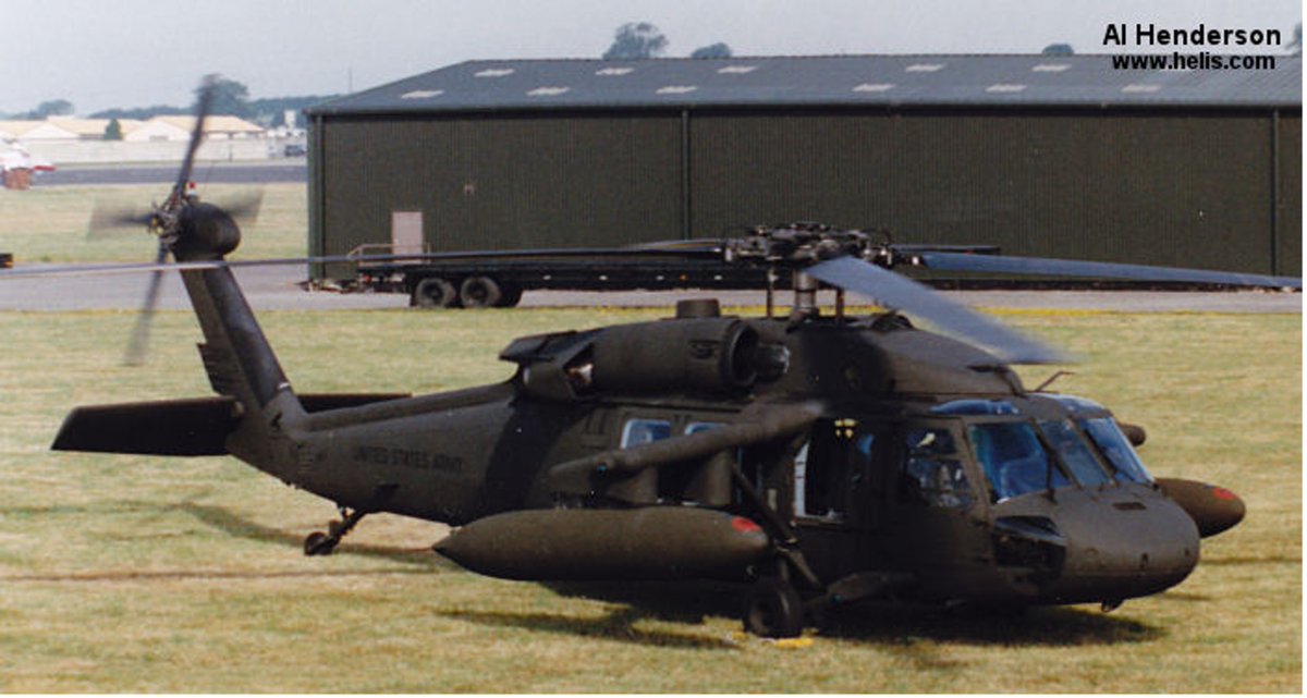 2/18 The UH 60 Blackhawk - shown here with external stores system carrying fuel tanks - was a competitor to the AW139 in that tender process. The Sikorsky offer was that they would put three A models on the ramp more or less straight away while the new ones were being built.