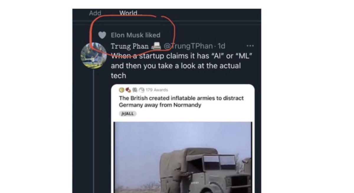 3/ **I put a meme up on Twitter**Me: Wow, I hope this meme hits.Elon Musk: [Taps "like" on the meme on his iPhone]LESSON: Elon likes to use Twitter.
