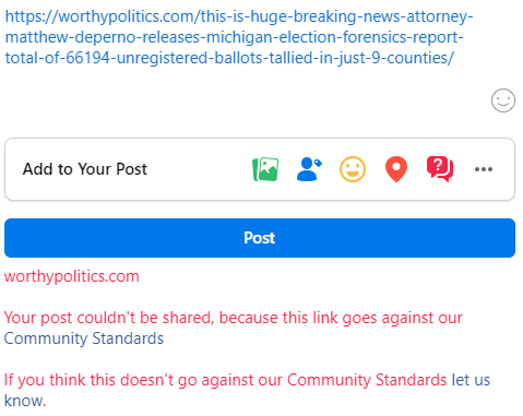 butch_hoffman's tweet photo. @MAGAGIRLALWAYS Tried to post the link to this article on #FaceBoot, er, @Facebook, and this is what I got: https://t.co/359bgD7DNA