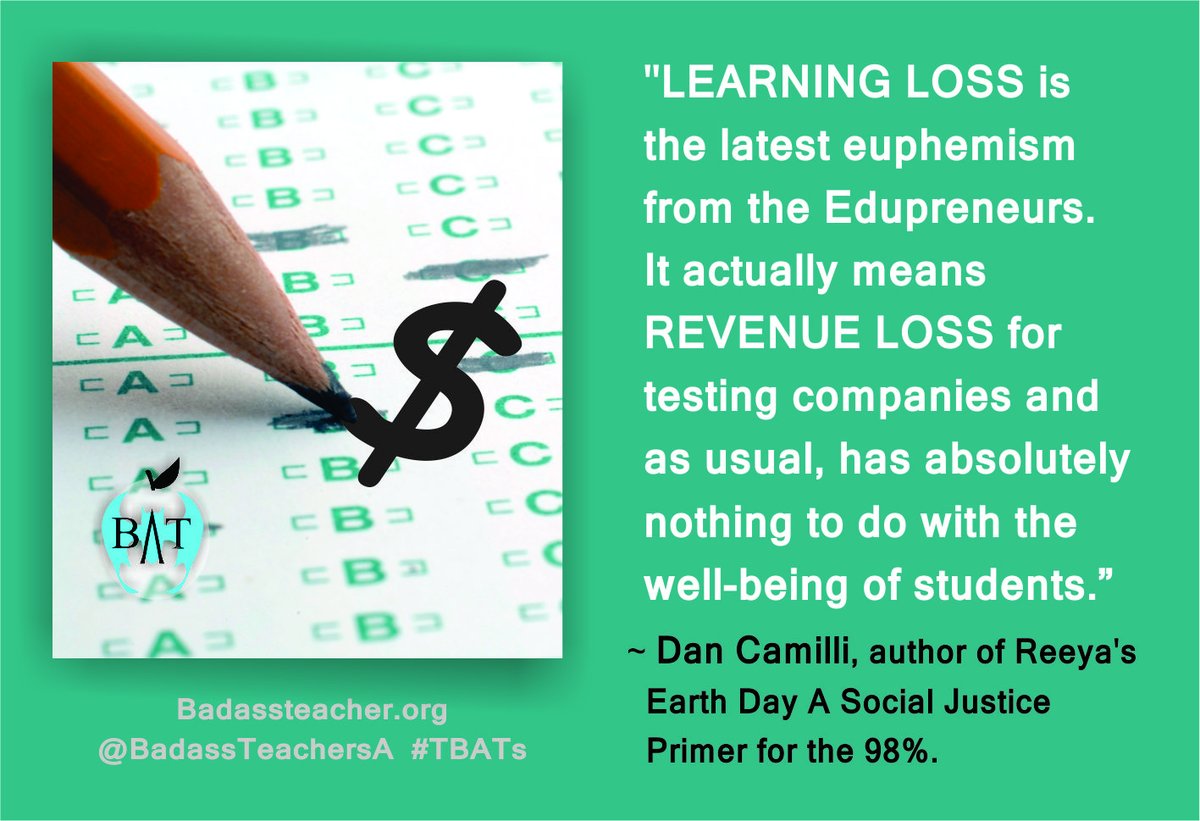 Same corporations that make the tests make textbooks &amp; test prep materials. First they make money from the tests, Then they make money off the materials they sell to "help" students do better. So the more kids fail, the more money they make. #TBATs <a href="/massbats/">MassBats</a> <a href="/NHampshireBATs/">New Hampshire BATs</a>
