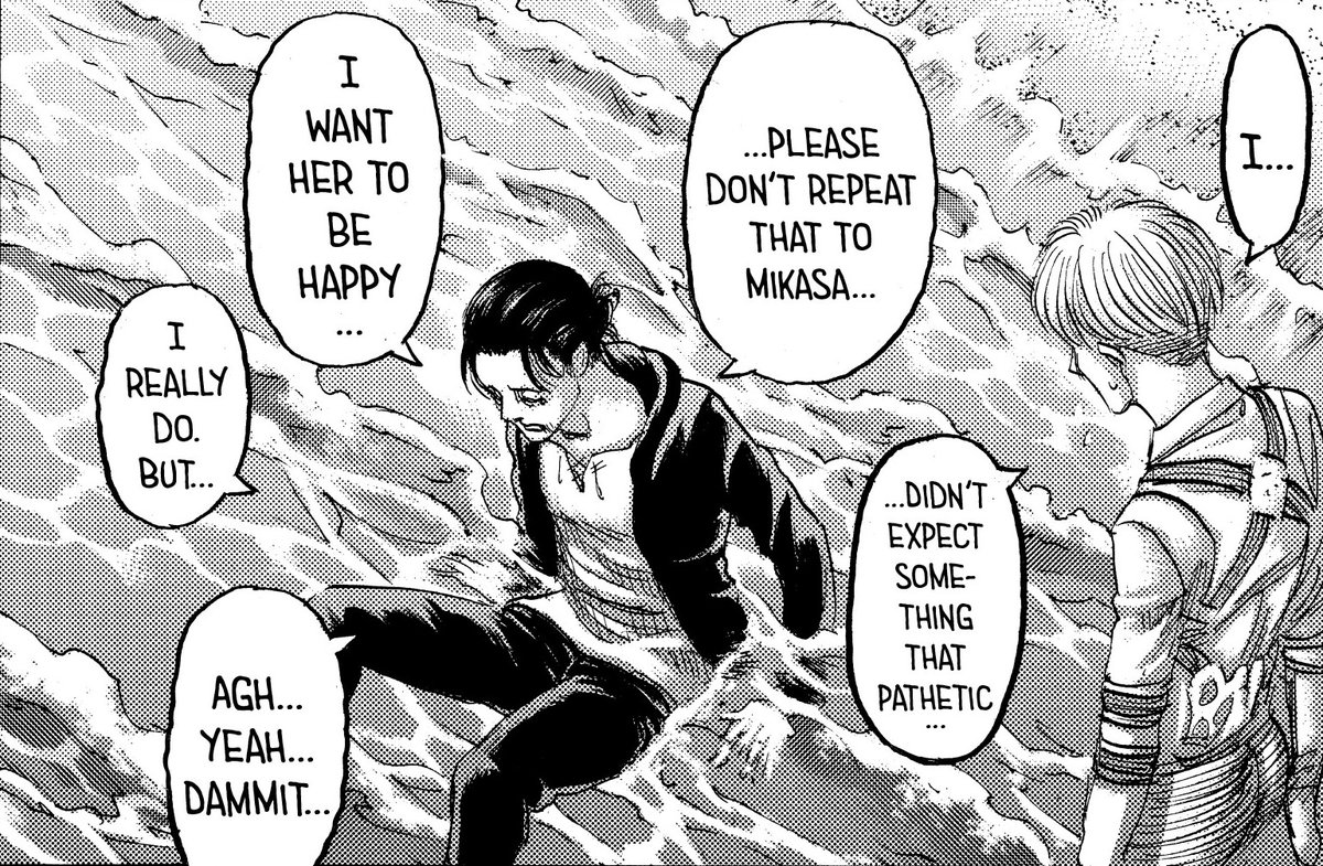 Eren wants Mikasa to be happy. But he also wants her to think of himself even though how selfish that sounds