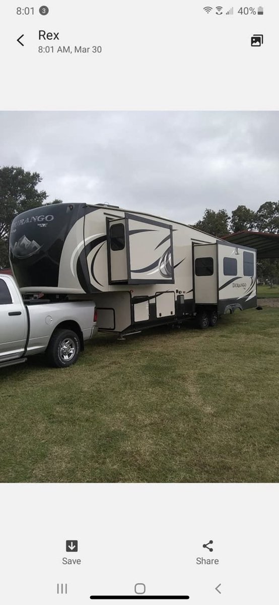 _rileyredden's tweet photo. For sale 2016 Durango 35ft 5th wheel. Pet free, smoke free. Luxury model with 2 slides, 2 AC's, outdoor TV. PM for more information. Please share !! https://t.co/42R3VGJUyp
