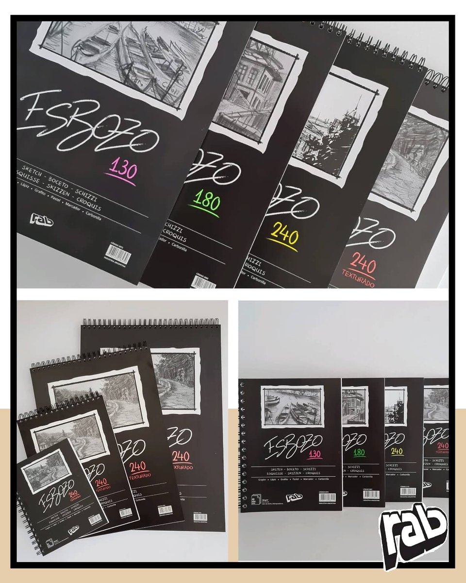 GraficaRab's tweet photo. #blocks #esbozo son nuestros caballitos de batalla, los que nos permitieron crear una comunidad de las redes! Vienen en 4 formatos, 4 tipos de gramaje y 3 colores de papeles.

Ya los probaste?

#lettering #bocetos #sketch #brushletteringargentina #dibujosconlapices https://t.co/x3EsH5jbtZ