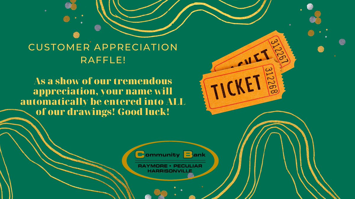CommBankRaymore's tweet image. To celebrate #CommunityBankMonth we're doing a customer raffle! The best part? If you're already a customer, you've automatically been entered to win! Just another way we're celebrating YOU this month!