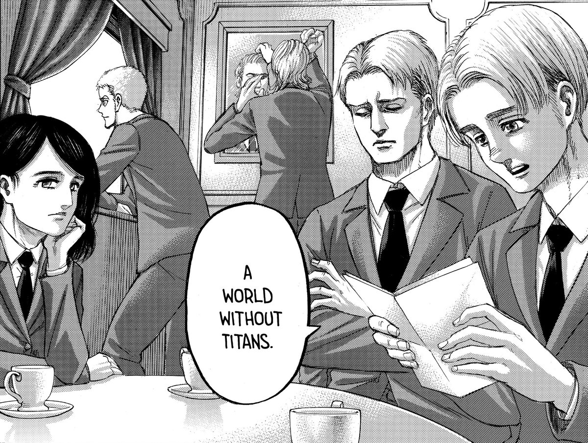 Moving on to other characters and their closures, which are one of the weakest parts of the chapter in my opinion, especially Reiner’s