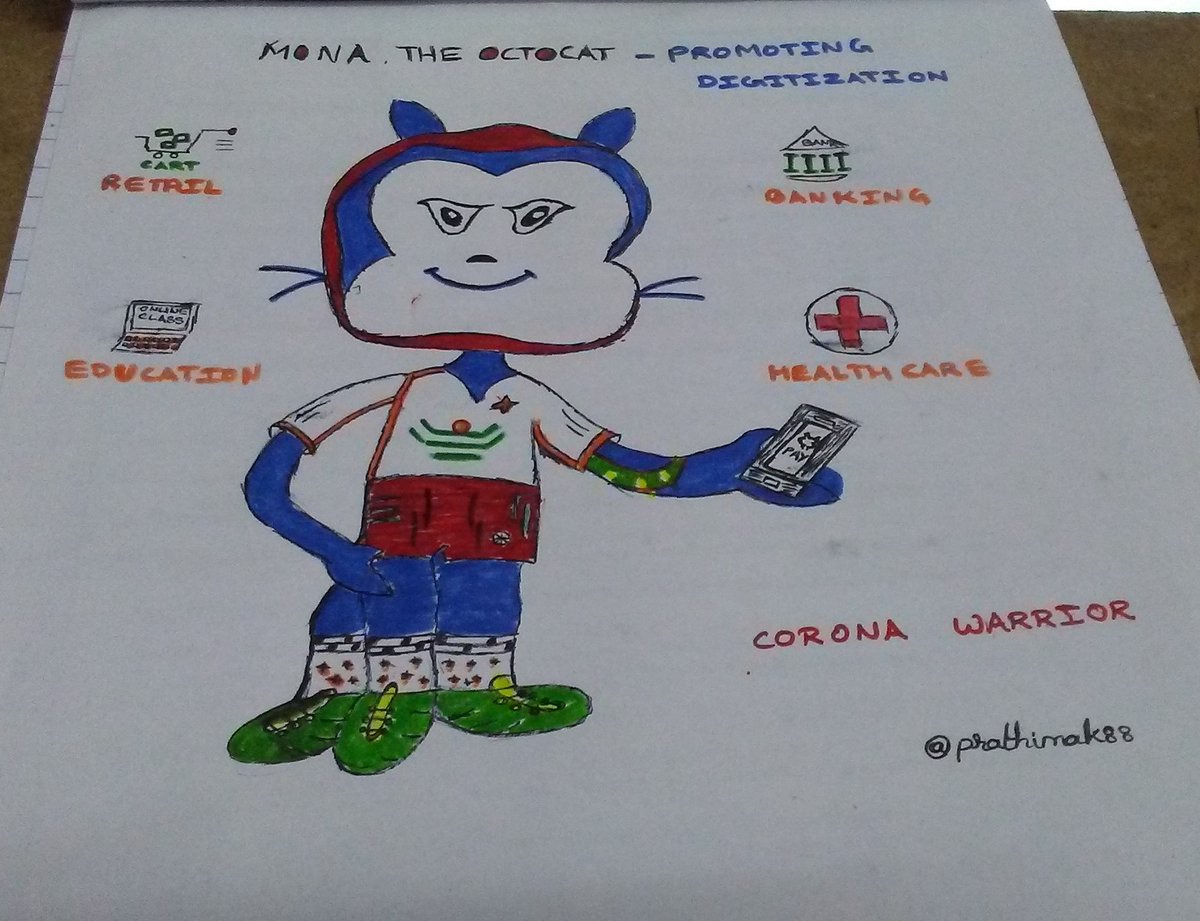 prathima_kadari's tweet photo. My Octocat promoting digitization and being a corona warrior by staying home. Well needed in current pandemic. Isn't it cool?📱
@GitHubEducation @mlhacks and @SashrikaKaur
#MyOctocat #HackYou https://t.co/XwwumQMWGD