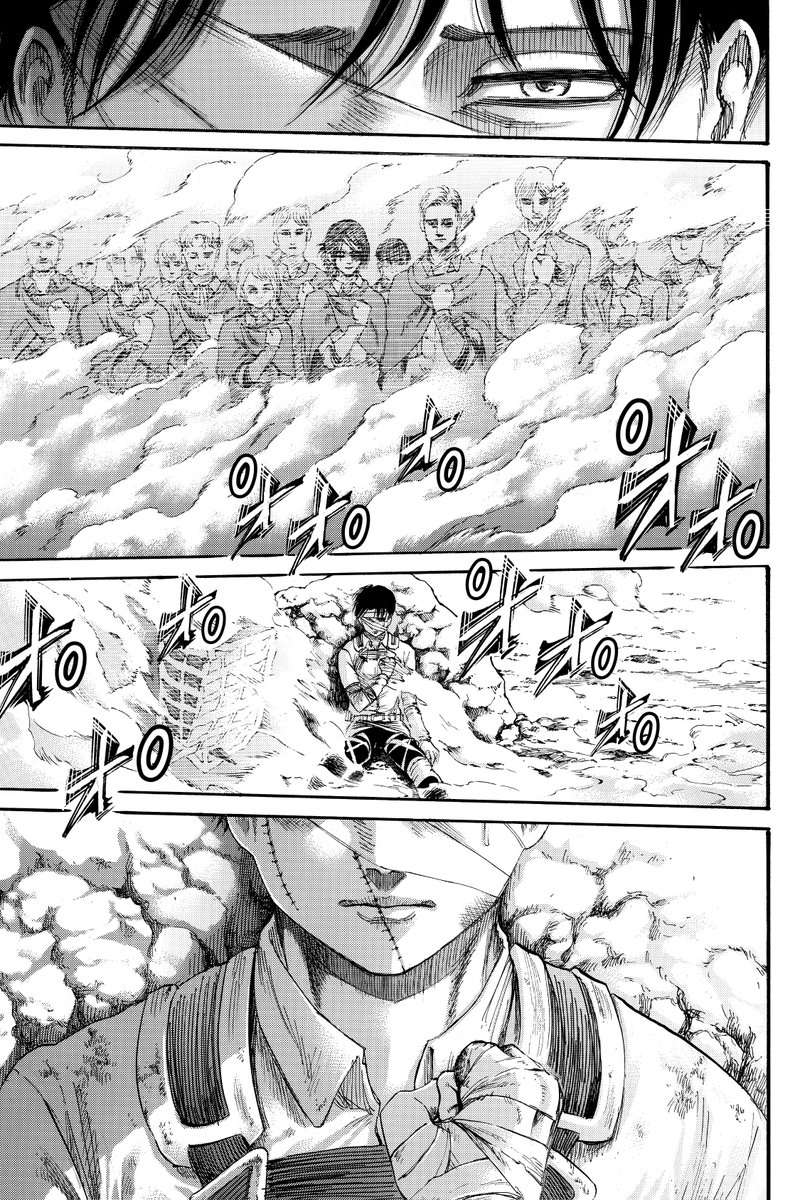 Levi's closure is my fav moment from the ch & probably whole series. Him finally ensuring that he didn’t let his fallen comrades' sacrifices go in vain after everything he had to endure, then saluting to the soldiers who devoted their hearts one last time brought tears to my eyes