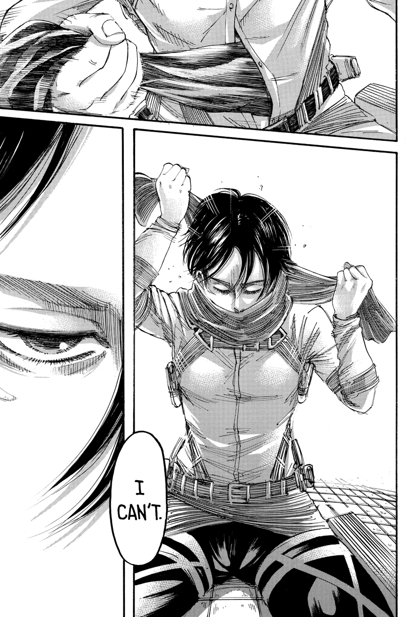 And last but not least, Mikasa. Mikasa playing a big part on the climax of the story was foreshadowed multiple times during the early parts of the final arc and that’s exactly what happened. The closure she had is my favorite one right after Levi and Zeke’s. Excluding Erwin ofc