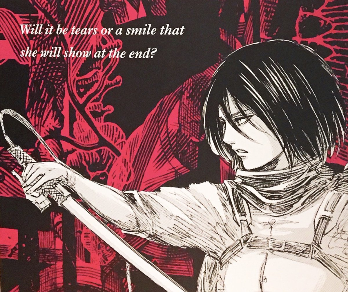 At the end, she came to terms with the fact that she needs to kill Eren. She smiled, she cried and she was at peace, which answered the big question from the Final Exhibiton