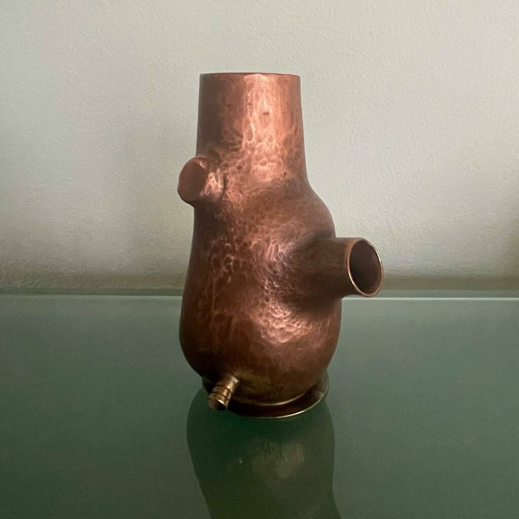 seasoncz's tweet photo. Andy Fallat, Untitled, 2020, raised copper and brass, 4.5 x 3 x 3 inches. @andyfallat #andyfallat #season #seattle #copper #brass #bong #NotABong #borntobealive https://t.co/yi77IFvh14 https://t.co/CJUK3S5R86