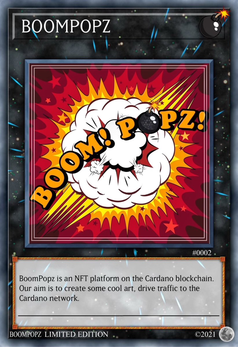 1st edition BOOM POPZ will be sold in packs of 6 random collectible cards, for 100 $ADA per pack! 💥

For a chance to WIN a RARE Hosk #NFT: 

✅ Retweet this tweet 
✅ Tag a friend 
✅ Follow <a href="/BOOM_POPZ/">BOOMPOPZ</a>
