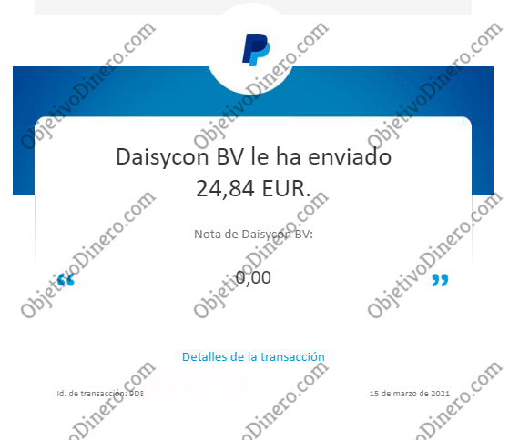 Objetivo_Dinero's tweet photo. Pago de #Daisycon recibido por Paypal a mediados del mes pasado. Interesante plataforma para #ganardinero y generar #ingresospasivos con el marketing de afiliación.
+Info: https://t.co/f9C8FejeEO https://t.co/qaNnMEZV9A