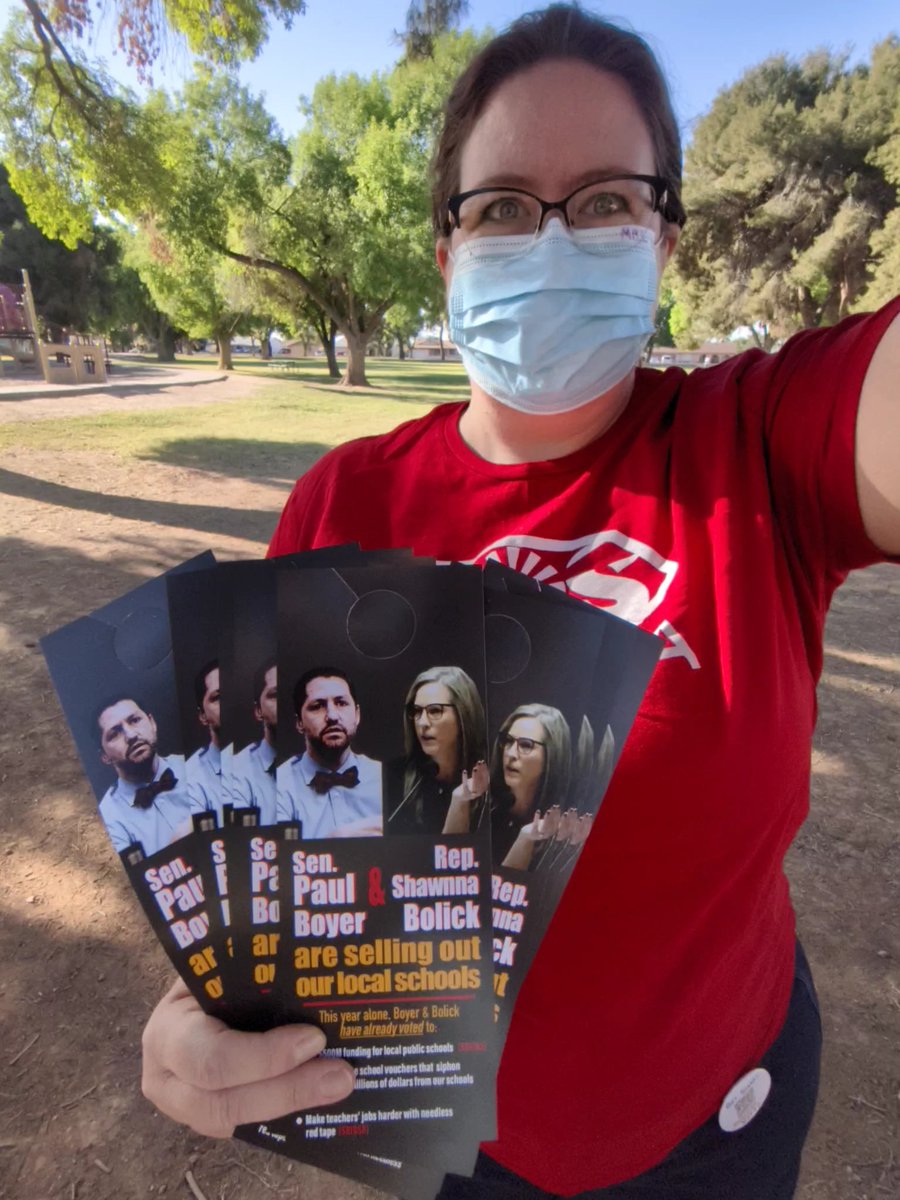 Proud to be part of a team dropping lit in LD20 this morning to educate voters on the lawmakers who are selling out our public schools #NoNewVouchers #ProtectPublicEd @arizona_sos