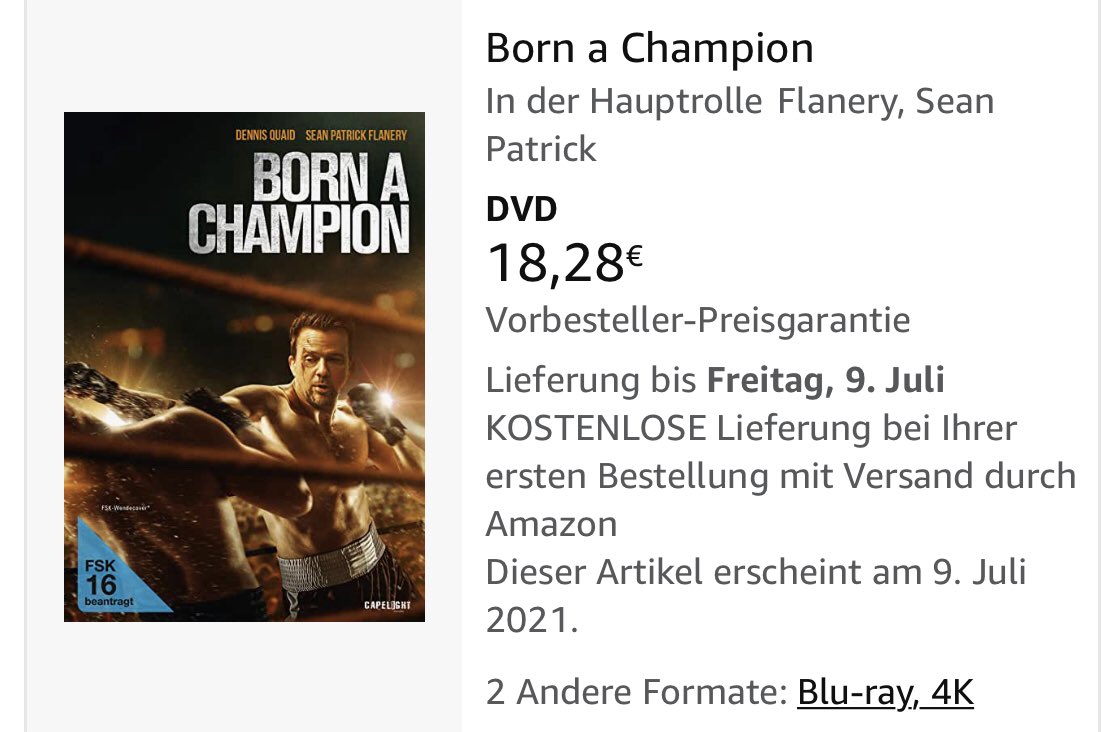 steffi6810's tweet photo. Germany 🇩🇪 gets a DVD release of BORN A CHAMPION 🥋 
July 9th 
🎉🎉🎉🎉💪🏻
...with this awesome cover! ❤️
You can already preorder here:
https://t.co/qMwg8BkZph
This makes me incredibly happy! 
😍🥰
@seanflanery https://t.co/LylQBxeEo0
