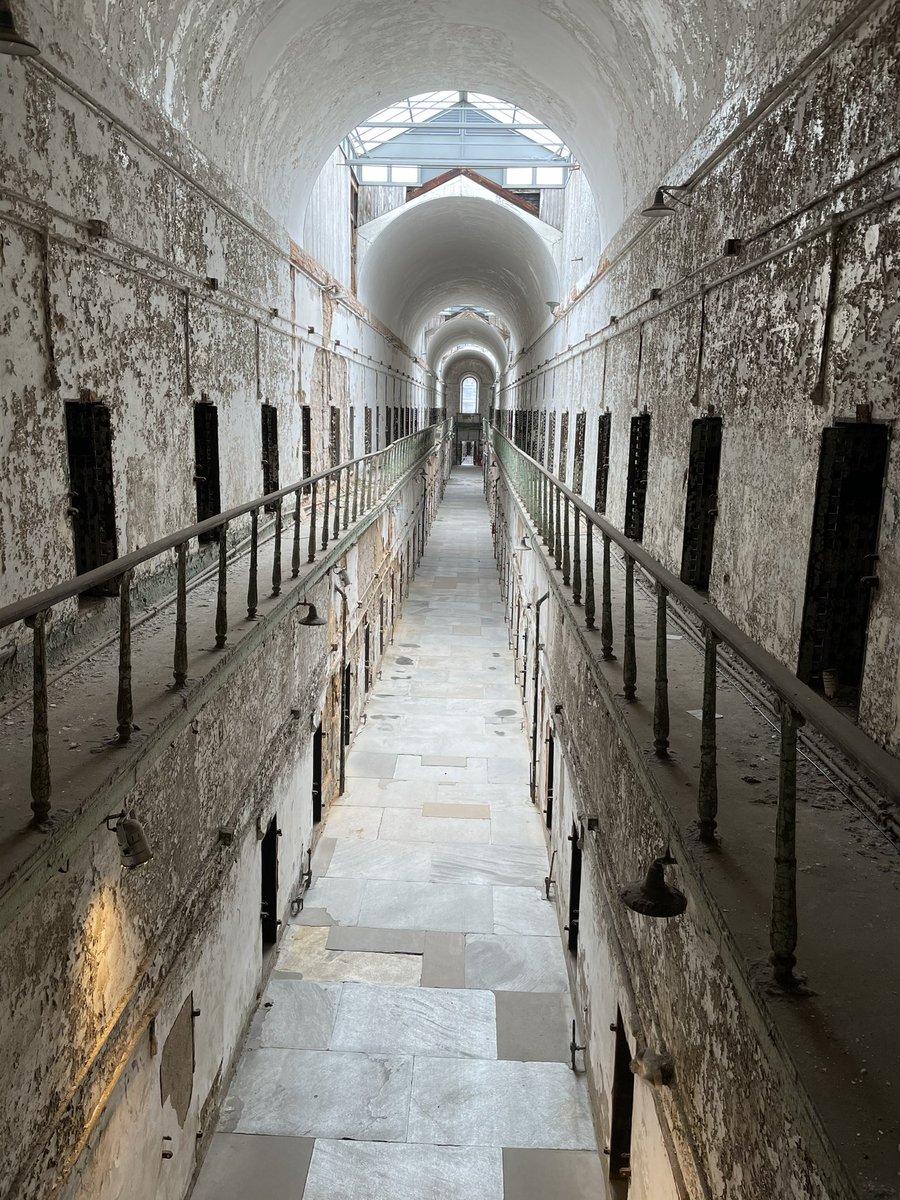 One of my prime destinations. When Tocqueville came to America in 1831, it was not to study our democracy but our penal system. Philly’s Eastern State Penitentiary above any other drew him here. It was by far the most visited and most studied prison in the 19th century.