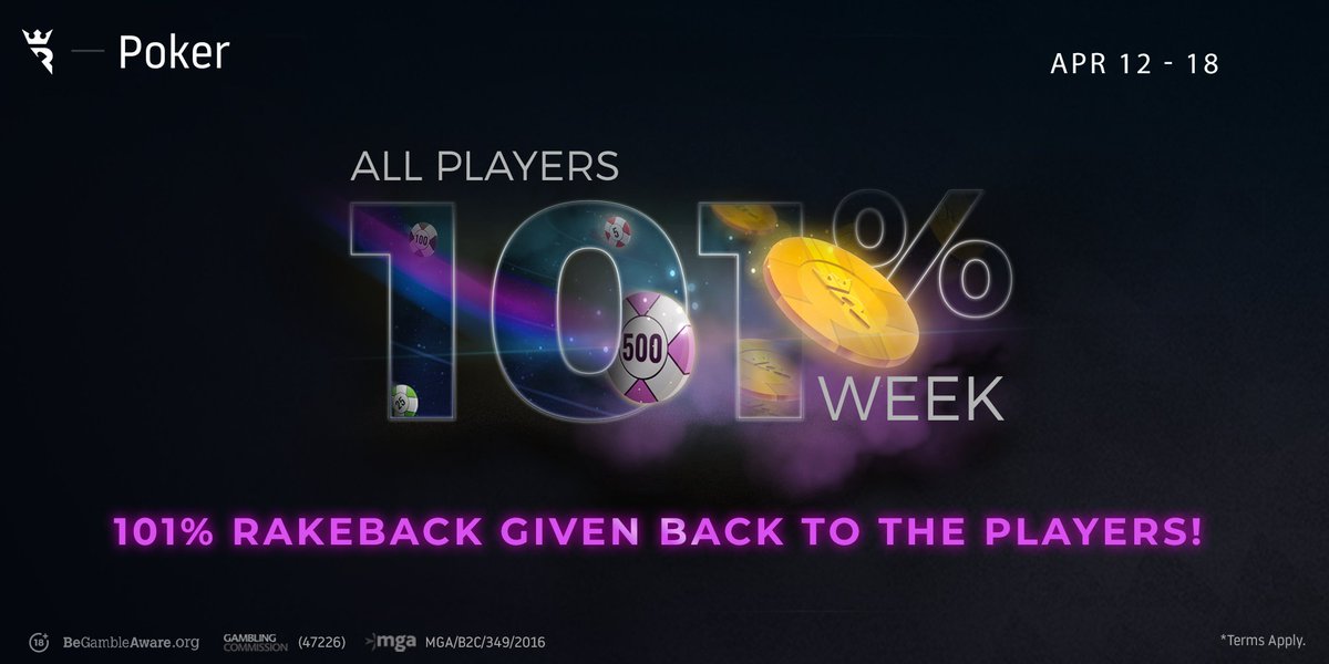 RunItOncePoker's tweet photo. We're returning 101% of the rake collected next week through various daily promotions! #101Week https://t.co/2V9EgQDOx0