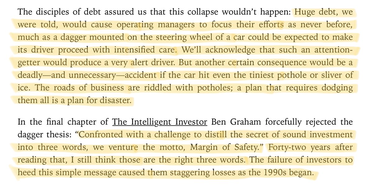 21/Time and again, Buffett's letters warn us of the dangers of such kinds of leverage: