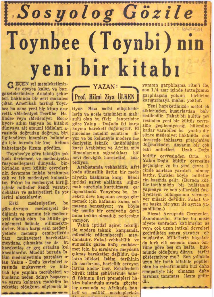 imusosyoloji's tweet photo. Hilmi Ziya Ülken'e ait eski bir yazı. https://t.co/sVYJOFgkrx