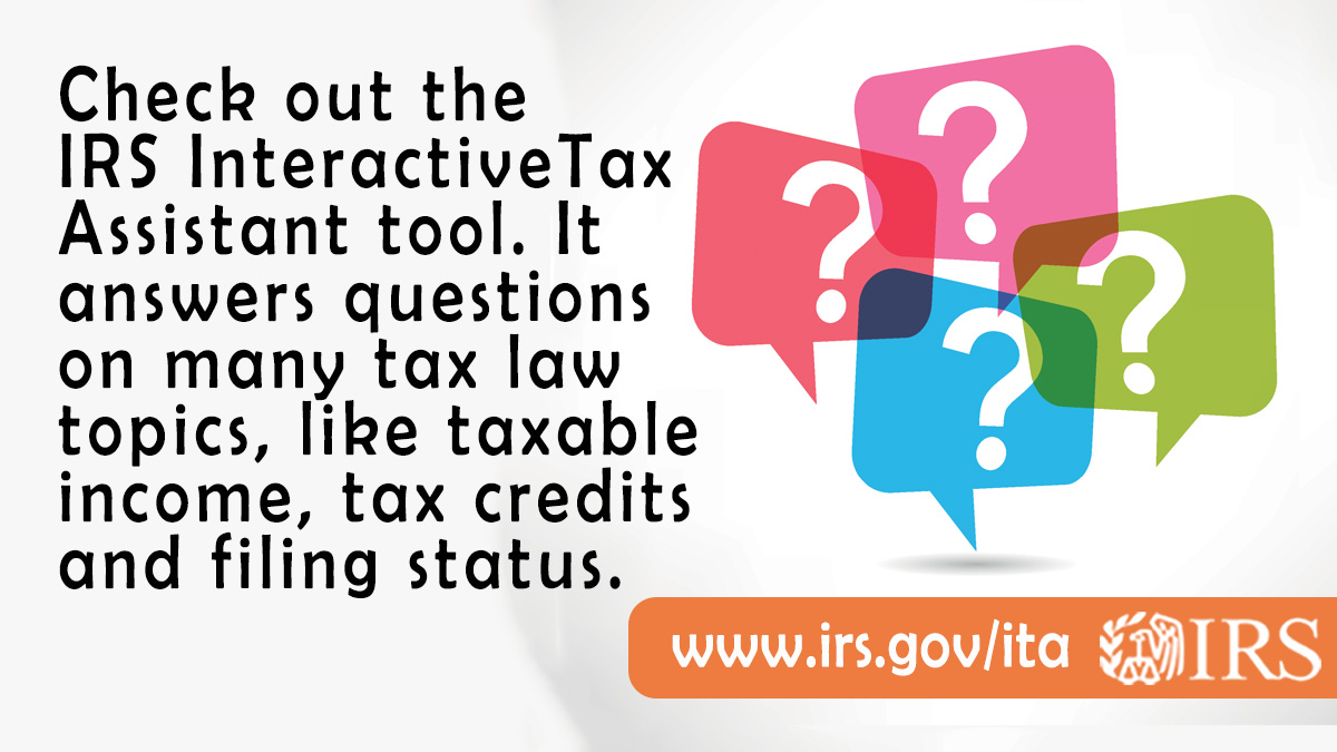 The #IRS Interactive Tax Assistant can help determine your filing status, if you can claim dependents, or if you even have to file a tax return. Visit irs.gov/ita