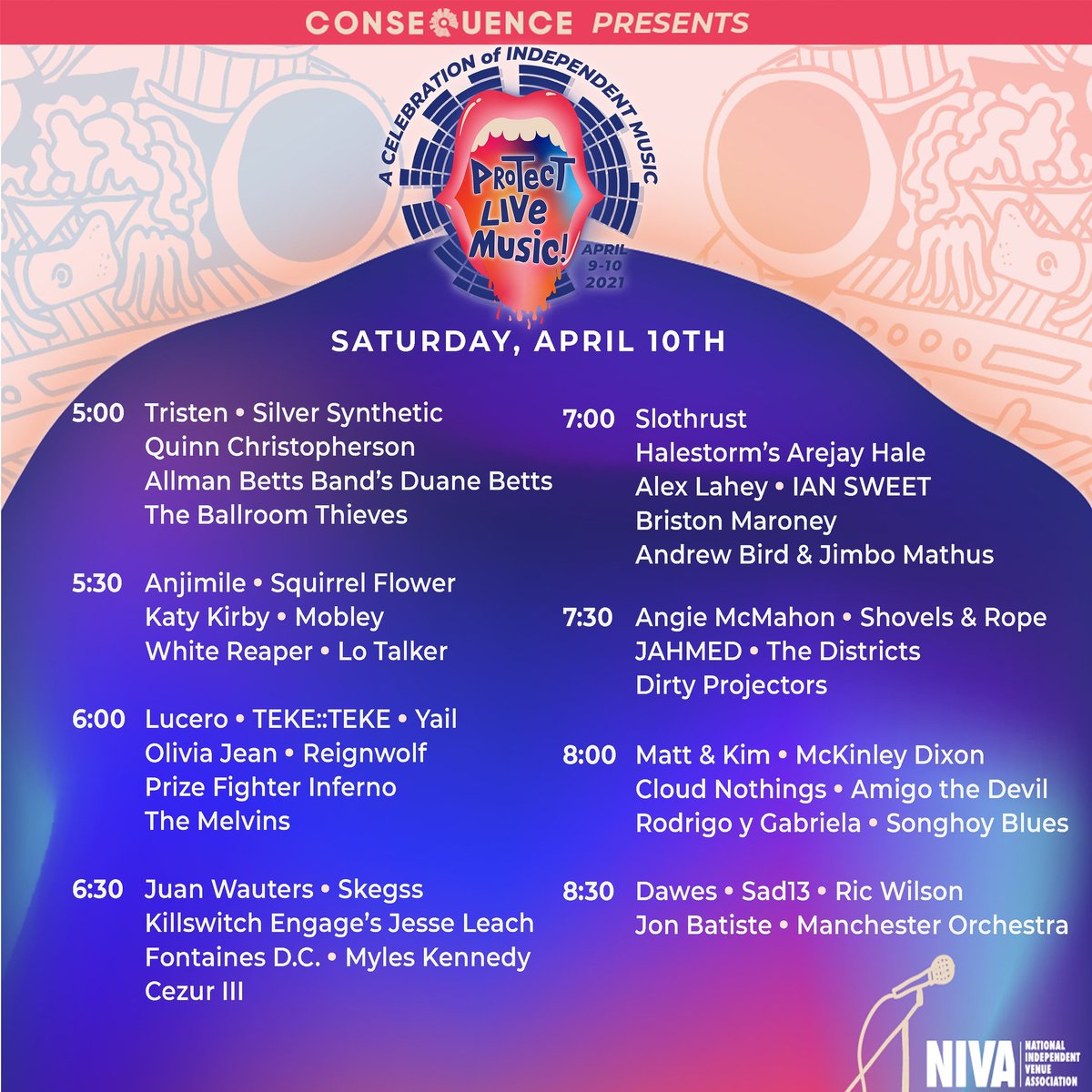 AmigoTheDevil's tweet photo. Here are the times for the @Consequence stream today! We’re playing a couple of songs straight from our living room. Seriously excited to be amongst such great company for a great cause.

For more info, head to https://t.co/17X4jlpBL0 https://t.co/RU8BSIeaB6