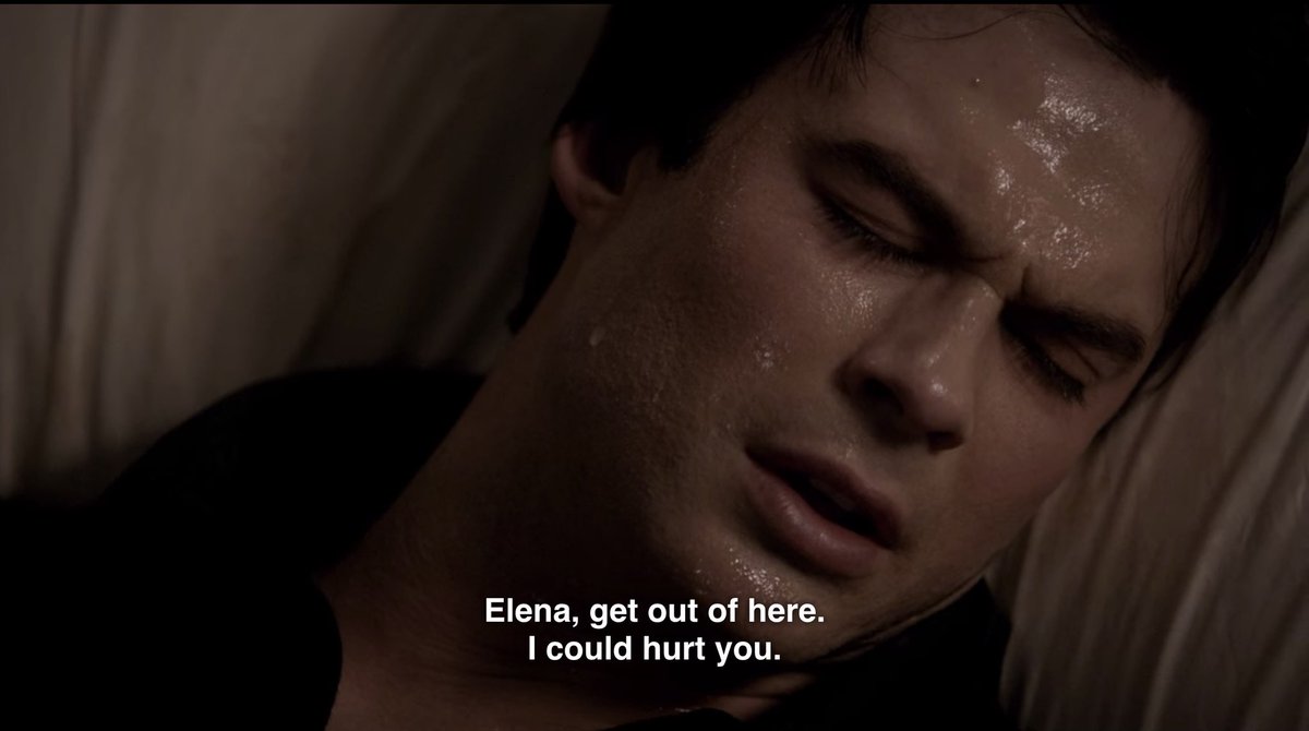 justinbiemine's tweet photo. the times damon was on his deathbed and still thinking of elena first https://t.co/1mHDQEf6iH