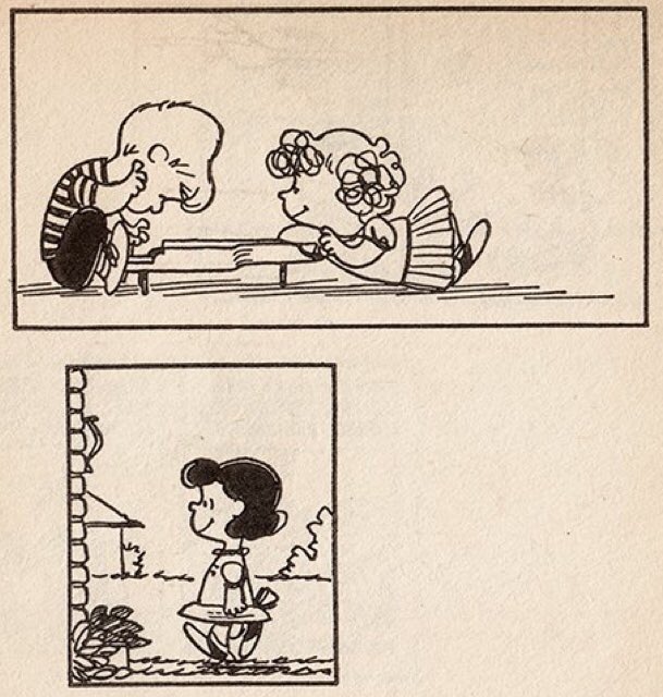 キャットファイトエヴァ スヌーピー 原題 Peanuts 大好きなピアノ少年シュローダーに会いに行ったら自分の特等席に恋敵のフリーダがいた と落ち込むルーシーにスヌーピーが こうやって飛びかかって喧嘩で男を奪い合え と焚き付けたところルーシーは