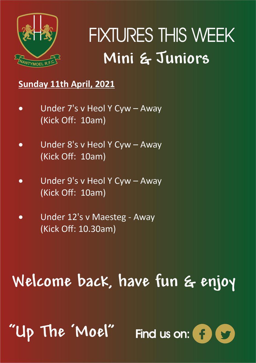 Nantymoel Mini & Juniors (@minimoelers) on Twitter photo The band are back together, fantastic to see our mini and juniors back on the field tomorrow. #upthemoel ❤️💚 <a href="/CommunityOsprey/">Ospreys in the Community</a> <a href="/NantymoelPS/">IO_J</a> <a href="/CCYD_Rugby/">CCYD Rugby</a> <a href="/MaestegQuinsRFC/">Maesteg Harlequins ⚫️🔴</a> <a href="/MaestegQuinsRFC/">Maesteg Harlequins ⚫️🔴</a> <a href="/HYCRFC/">Heol Y Cyw RFC</a> <a href="/moelYouthRfc/">Nantymoel Youth RFC</a> <a href="/NantymoelR/">Nantymoel RFC</a> <a href="/AllWalesSport/">All Wales Sport</a> The band are back together, fantastic to see our mini and juniors back on the field tomorrow. #upthemoel ❤️💚 <a href="/CommunityOsprey/">Ospreys in the Community</a> <a href="/NantymoelPS/">IO_J</a> <a href="/CCYD_Rugby/">CCYD Rugby</a> <a href="/MaestegQuinsRFC/">Maesteg Harlequins ⚫️🔴</a> <a href="/MaestegQuinsRFC/">Maesteg Harlequins ⚫️🔴</a> <a href="/HYCRFC/">Heol Y Cyw RFC</a> <a href="/moelYouthRfc/">Nantymoel Youth RFC</a> <a href="/NantymoelR/">Nantymoel RFC</a> <a href="/AllWalesSport/">All Wales Sport</a>