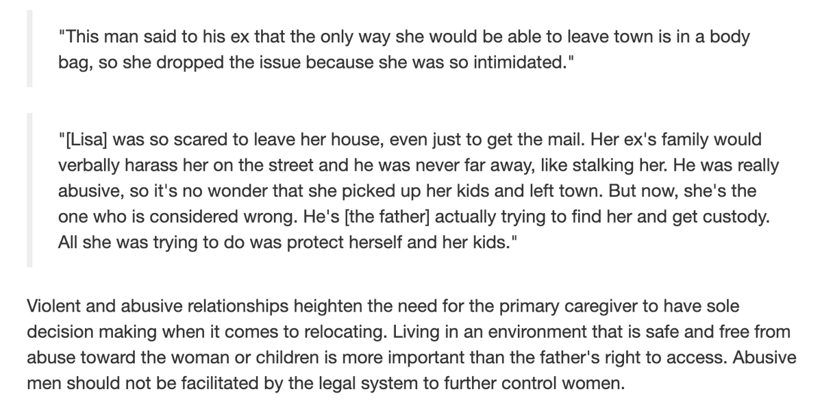 This is not *anecdotal.*It's backed up by evidence. We've known for decades."Jaffe (1995) found that men who were abusive or controlling were more likely to fight a mother in court for custody as a means of continuing to dominate or abuse."- https://www.justice.gc.ca/eng/rp-pr/fl-lf/famil/cons/fpt_cons/nfldb-tnb.html(14)