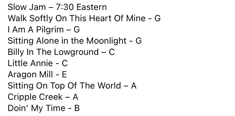 tylerguitar's tweet image. Set lists announced for Monday Night Playalong Bluegrass Jam! Jam along on any instrument, all levels at FB Live &amp;amp; YouTube.com/TavernGrass
Slow Jam-7:30 Eastern
Mid-Tempo-8:45
Fast Jam-10:15

#MondayNightPlayalongBluegrassJam #OnlineJam #BluegrassJam