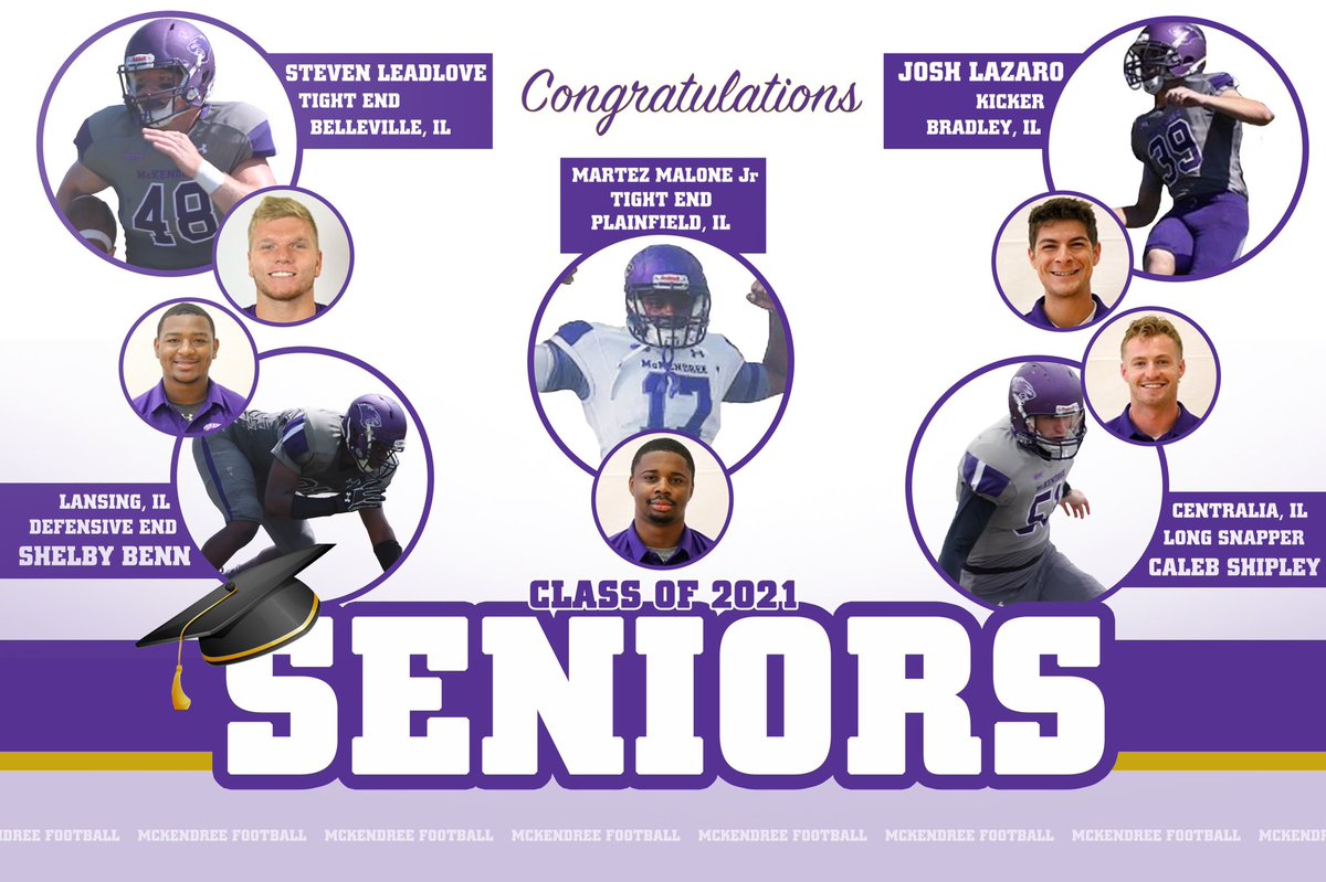 Mckendree_FB's tweet photo. Thank you. Thank you to all of these seniors for all that they have done for the Bearcat football program and McKendree University. We are excited to see where these five great individuals will go in life! 

#BearcatsFOREVER https://t.co/EfbF0wIaXx