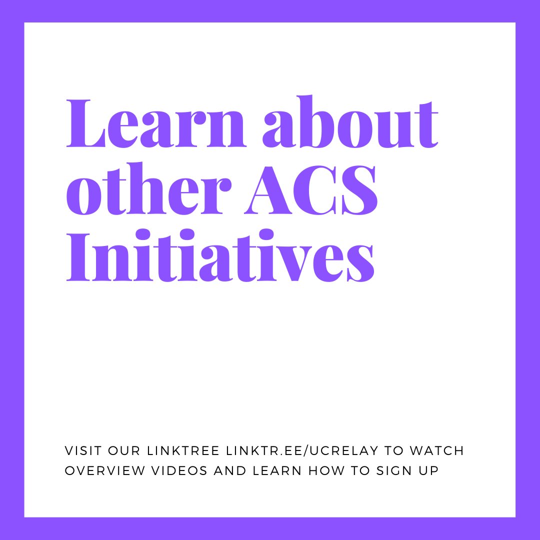 UCRelay's tweet image. American Cancer Society has many other initiatives that you as volunteers can participate in! Today, we will highlight ACS Cancer Action Network and ResearcHERS. Check out our LinkTree (linktr.ee/ucrelay) to find some overview videos and links to get more involved!