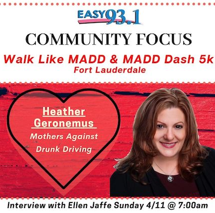 Ready for the 10th Annual 'Walk Like MADD &amp; <a href="/madddash/">MADD Dash</a> Fort Lauderdale 5K' April 25th? Participate in person or virtually to help end drunk driving. Listen for details tomorrow morning. #NoMoreVictims #CommunityFocus <a href="/easy931/">Easy 93.1</a> #drunkdrivingendshere #DistractedDrivingAwarenessMonth