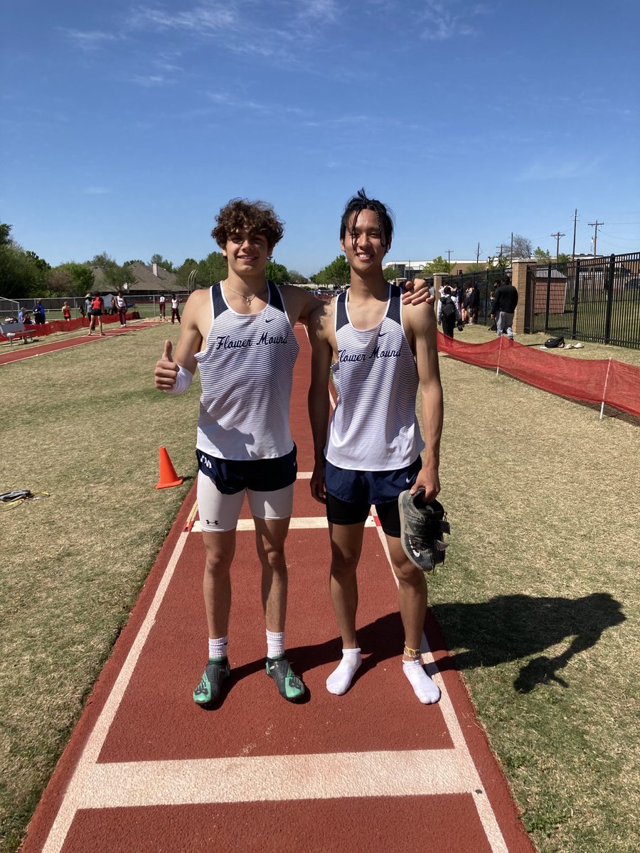 Evan Shults is the district champion in the triple jump!

Jeffrey Zhang places fourth and also advances to the area track meet.