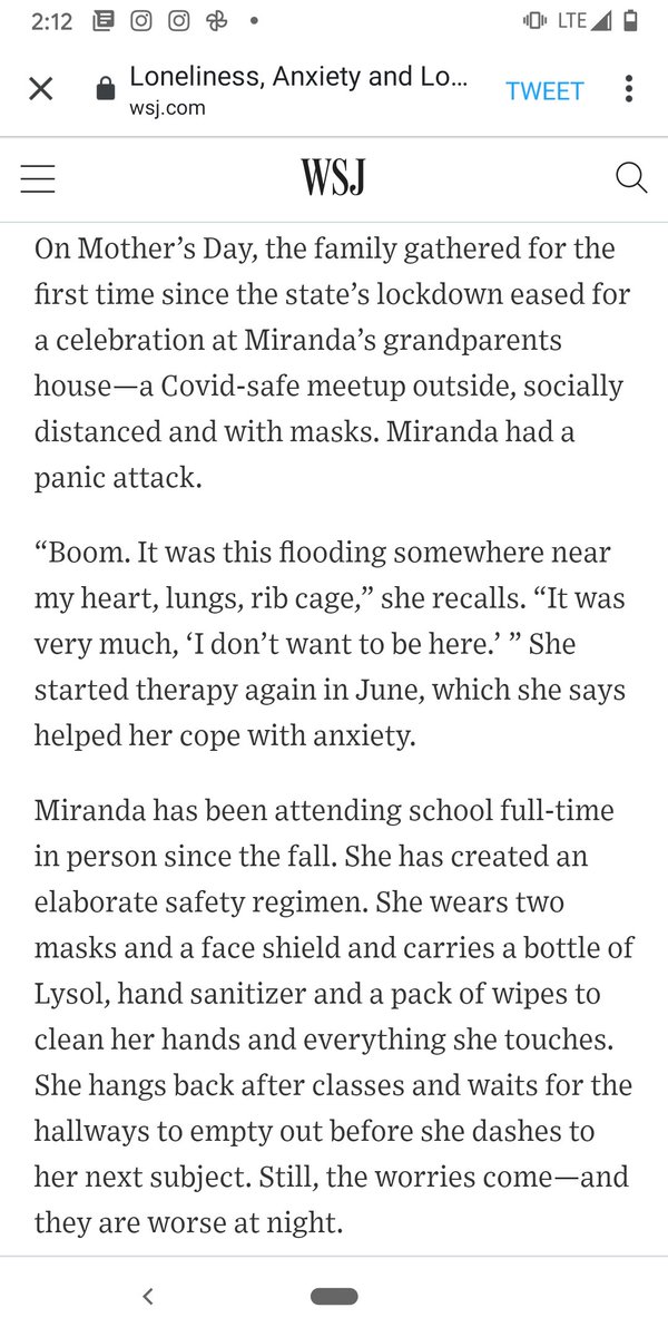 "Miranda Souki, 13...became terrified of contracting Covid and passing it to her parents and grandparents." And then: