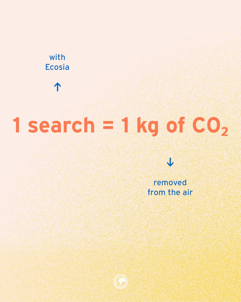 Cool fact: on average, one search with Ecosia removes 1kg of CO2 from the air ✨