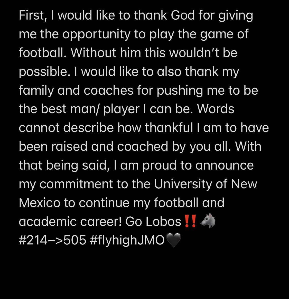 cameronnewell19's tweet photo. I would like to thank @CoachDWarehime for giving me the opportunity to accomplish my dreams. Special shout-out to @OberkromKicking for helping me get to the next level, this wouldn’t be possible without him! Go Lobos‼️🐺❤️🖤 https://t.co/pDpESAIL93
