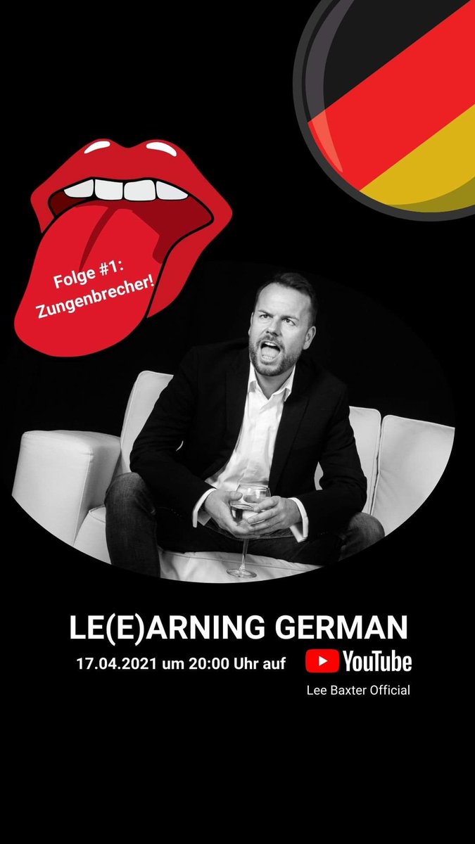 LeeBaxterFC's tweet photo. Nächsten Samstag gibt es die Zungenbrecherstunde auf Lee's YouTube Kanal. Habt Ihr ihn schon abonniert ? 🥳🥳🥳 https://t.co/Ay9W3X5Ans