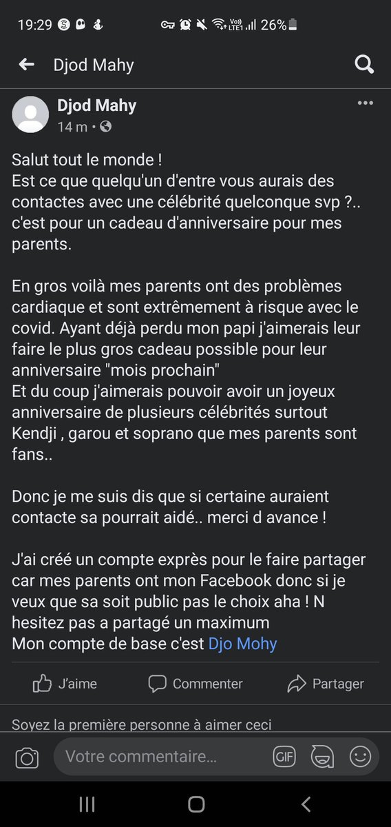 djodymohy's tweet photo. Salut tout le monde ! 
Est ce que quelqu'un d'entre vous aurais des contactes avec une célébrité quelconque svp ?.. c'est pour un cadeau d'anniversaire pour mes parents j'expliquerai plus en détail sur la photo !! 

#kendji #Sopranos #music #solidarite #RT #RETWEEET #aide #family https://t.co/WDT9I2n7gI