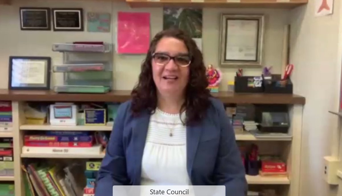WeAreCTA's tweet photo. Speech-language pathology assistant Maggie Peacock-Butler accepts the CTA Paula J. Monroe Education Support Professional of the Year Award π #ESPOY #CTAStateCouncil #WeAreCTA https://t.co/yaCppwo3Km https://t.co/3qrRTugfXx