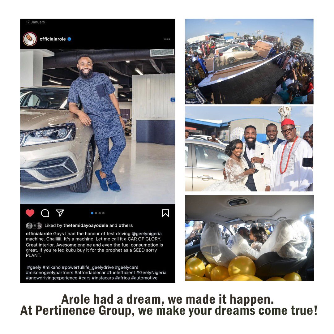 melodycreates01's tweet image. Guess what! @pertinencegroup @pertinenceproperties gifted our brand Ambassador @officialarole a brand new car as his wedding gift.

Yes! That&apos;s what you get when you deal with the real brand, a company to reckon with
#PertinenceCarGift