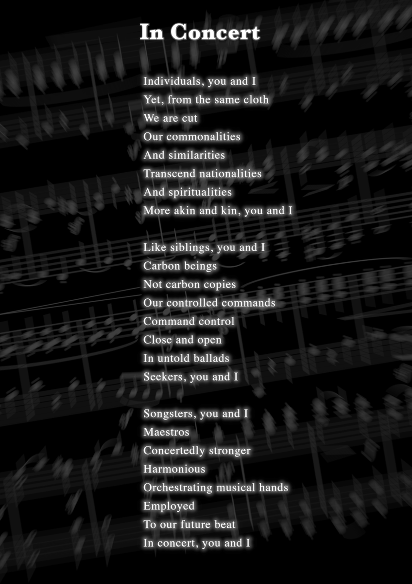 ajsmale's tweet photo. In Concert, a new #poem of mine explores the fact that as humans we're not that different. Like an orchestra, we really must work together. Write up on Cent.

https://t.co/Ep18Kpa7vK https://t.co/DxmI7dea1X