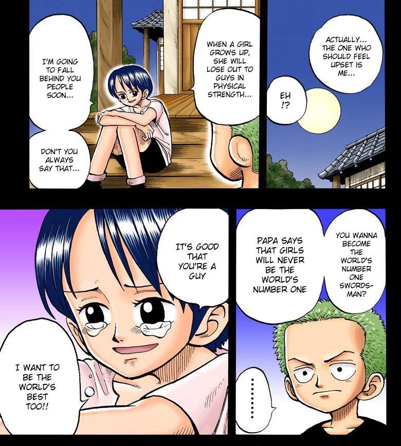 Zoro was always training day in day out. A huge part of his character was hardwork (Like Rock Lee). Looking at this Kuina exchange, she told Zoro he's "lucky" he was a man, something determined from birth and will lead to an unfair advantage against her