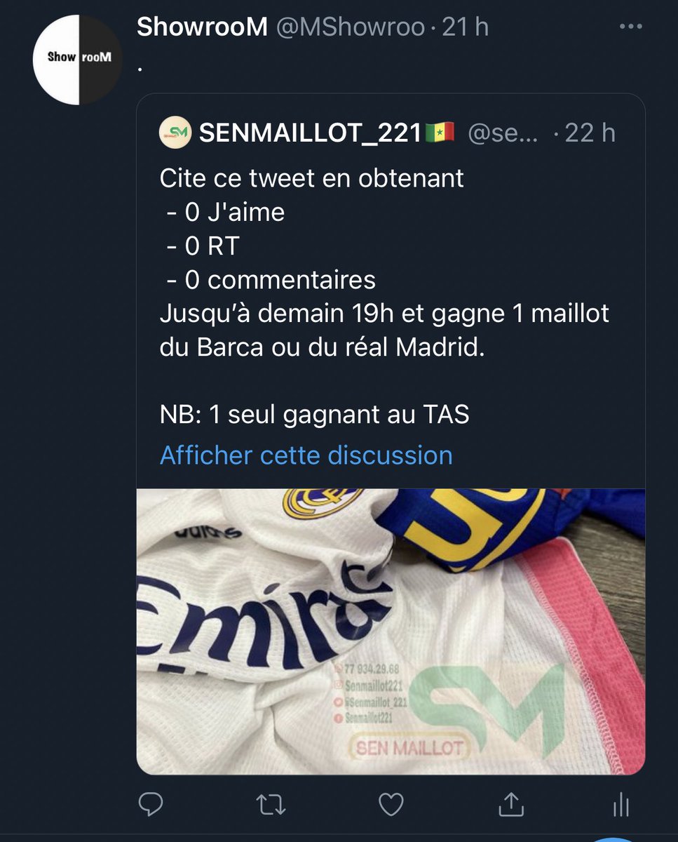MShowroo's tweet photo. @senmaillot_221  j’ai Zero Like et Zero Rt , alors jfais comment pour recevoir mon maillot?!?😄 https://t.co/EwObV9hVQG