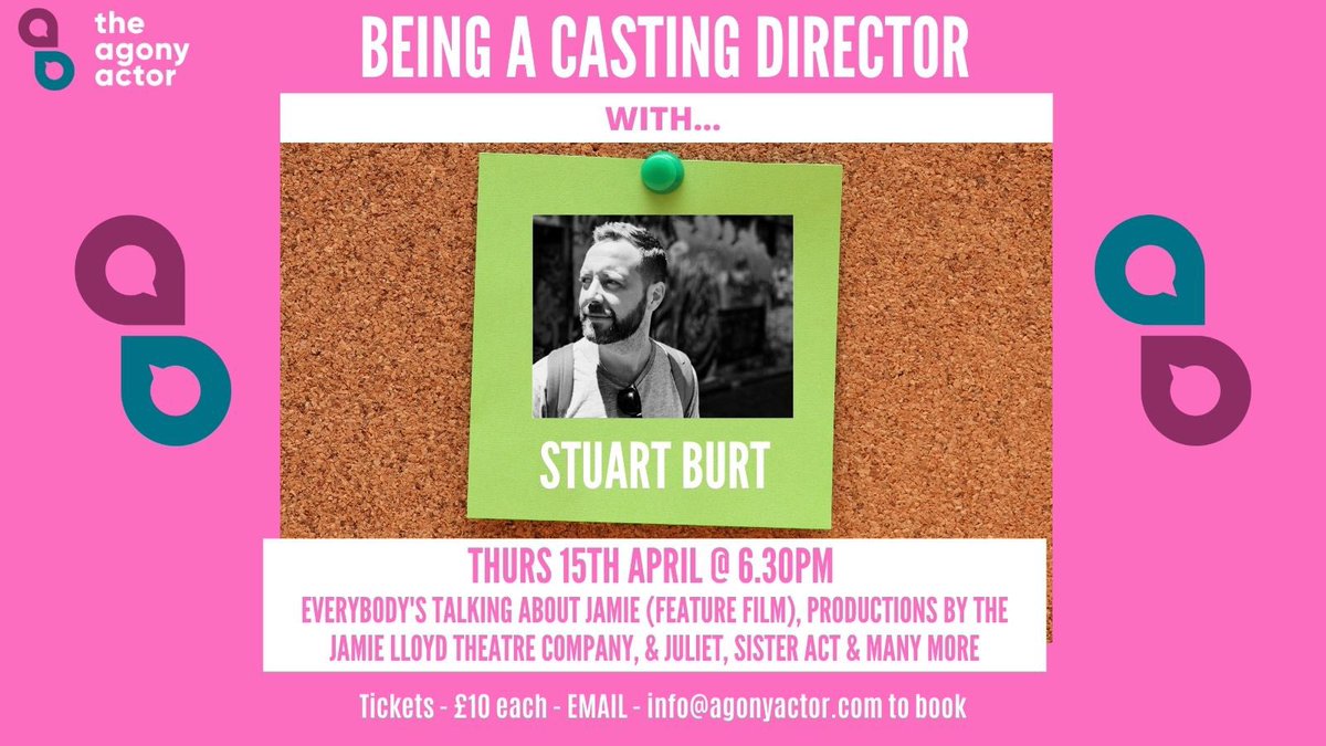 ActorAgony's tweet photo. THE EXCITEMENT IS REAL! Come and join the wonderful @StuartBCasting this Thursday for a chat all things casting! He has cast some incredible shows and has experience across the board in all fields. WE CANNOT WAIT! Email to book! #workshops #support #backtowork #gotyourback https://t.co/kDjgEorNAl