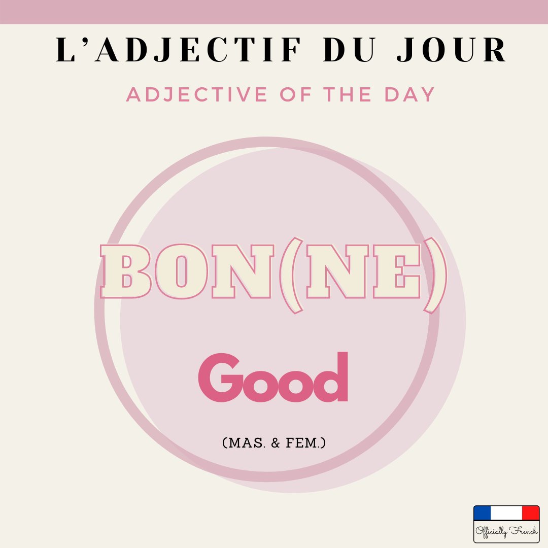 OfficialyFrench's tweet photo. C’est l’adjectif pour aujourd’hui!
 
#OfficiallyFrench #paris #france #langtwt #studytwt #languagelearning  #adjectif #adjectifs #theday #adjectifdujour #adjectiveoftheday #canva https://t.co/q0Y6SCLE0p