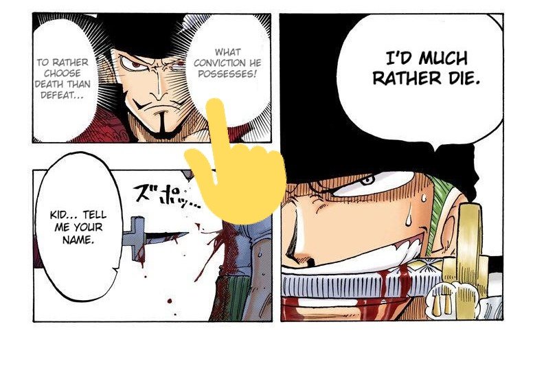 "guys like him, every now and then that fight to the death once they decide on a goal. The worst enemy to face." doesn't that sound AWEFULLY similar to the will of conquerors? This is LITERALLY luffy and Zoro to a T, and THAT'S why they are able to unlock CoC because of that will
